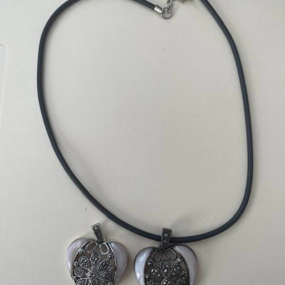 Marcasite Heart Pendants set necklace